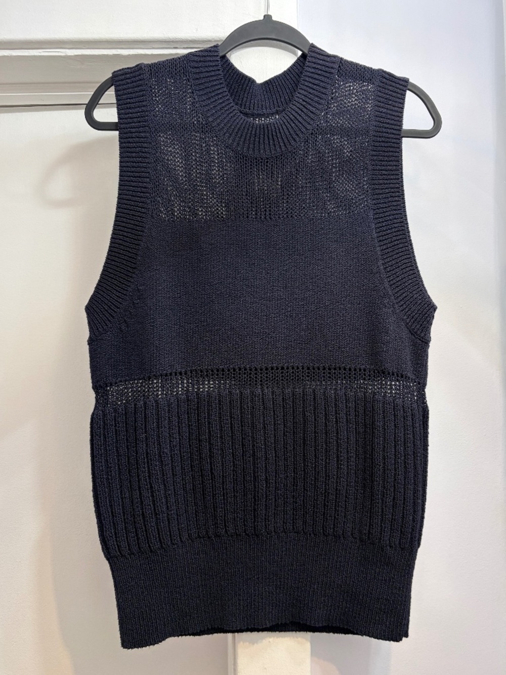 COS (S) navy blue 100% cotton vest, sleeveless sweater